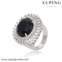 13715 Hot Selling 925 Silver color Ring With Black Stone